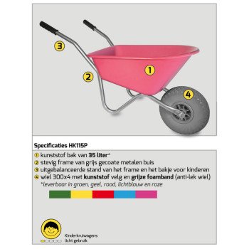 Kinderkruiwagen 35L roze met softwiel