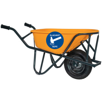 Stratenmakers kruiwagen HDPE 90 Liter - Geel - Luchtwiel