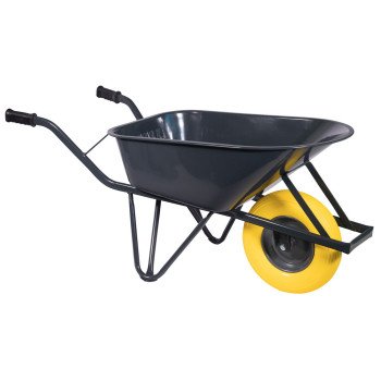 Bouwkruiwagen staal 85 Liter – Ovale buis - softwiel