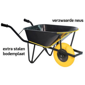 Bouwkruiwagen staal 85 Liter – Verzwaard – Softwiel