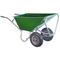 Stalkruiwagen PRO 160L groen met 2 softwielen – Volledig gelast frame