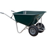 Volumekruiwagen 250L groen – Gegalvaniseerd frame – 2 luchtwielen